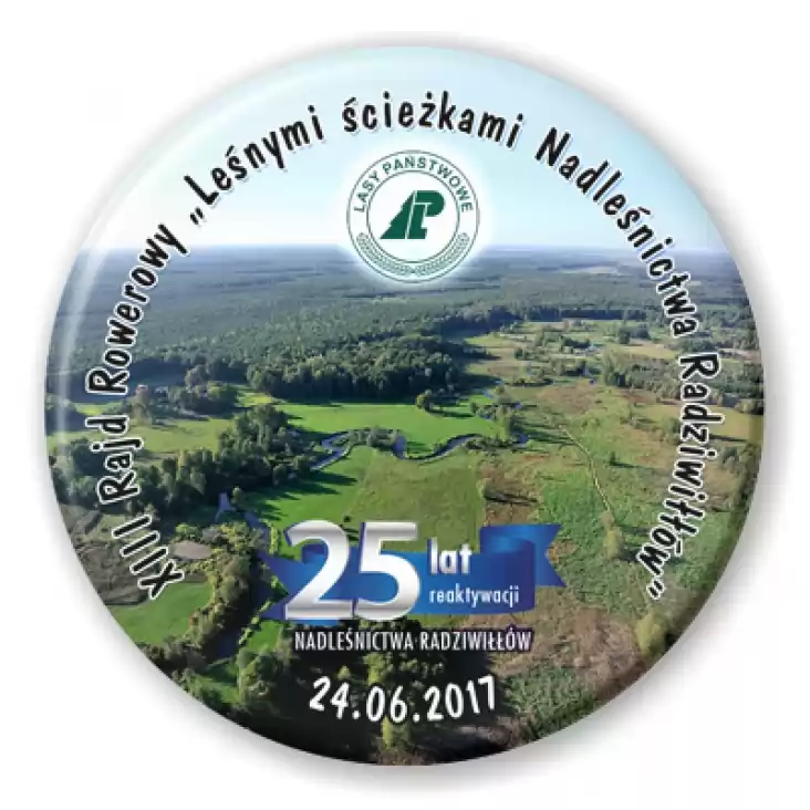 przypinka XIII Rajd Rowerowy Leśnymi ścieżkami Nadleśnictwa Radziwiłłów 2017