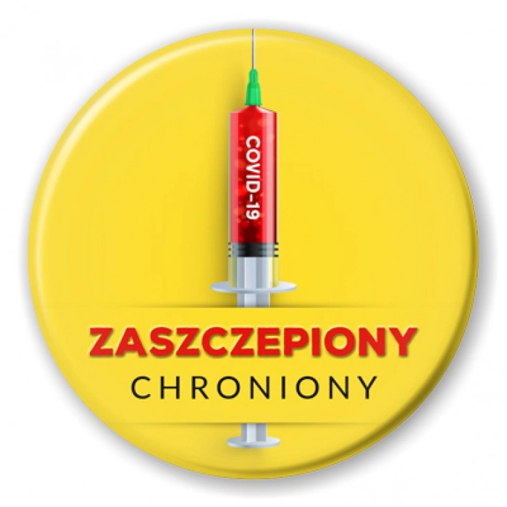 przypinka Zaszczepiony chroniony