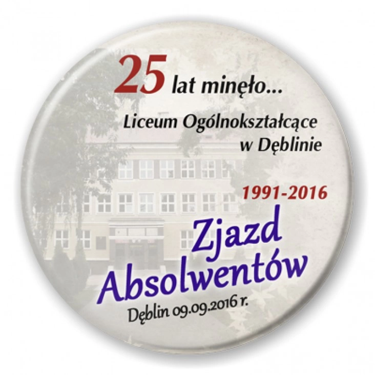 przypinka Zjazd Absolwentów LO Dęblin 2016