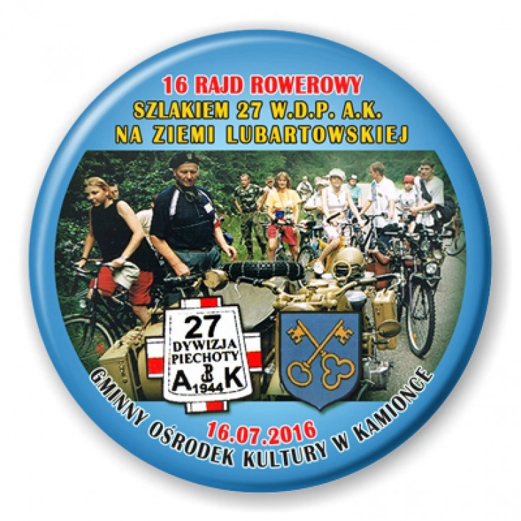 przypinka 16 rajd rowerowy - Kamionka 2016
