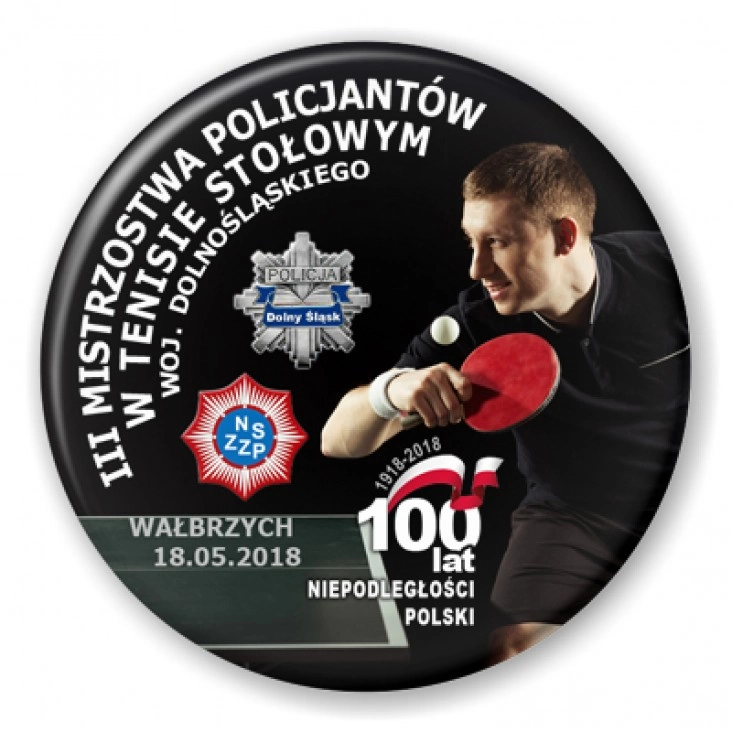 przypinka III Mistrzostwa w Tenisie Stołowym Policjantów