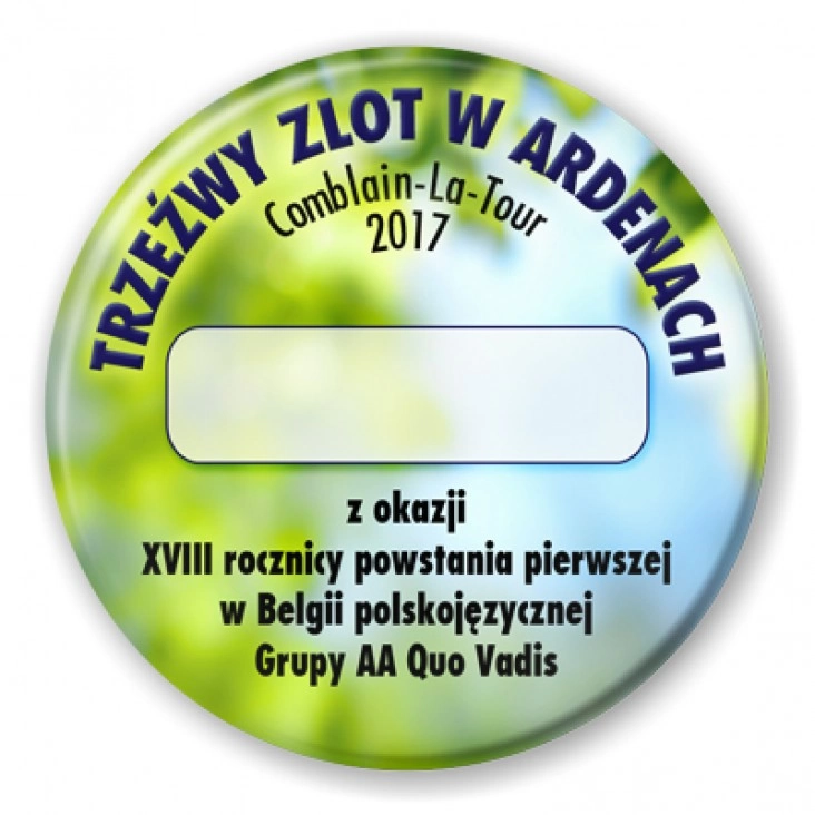 przypinka Trzeźwy Zlot w Ardenach