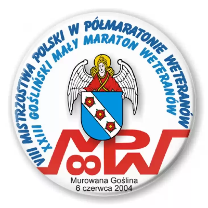 przypinka VIII Mistrzostwa Polski w Półmaratonie Weteranów