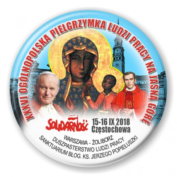 przypinka XXXVI Ogólnopolska Pielgrzymka Ludzi Pracy