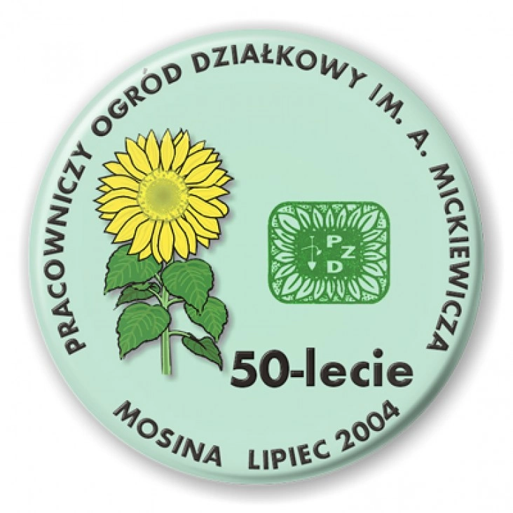 przypinka 50-lecie Pracowniczego Ogrodu Działkowego