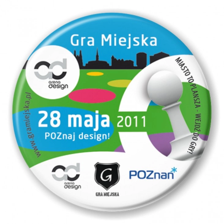 przypinka Gra Miejska - Poznaj design
