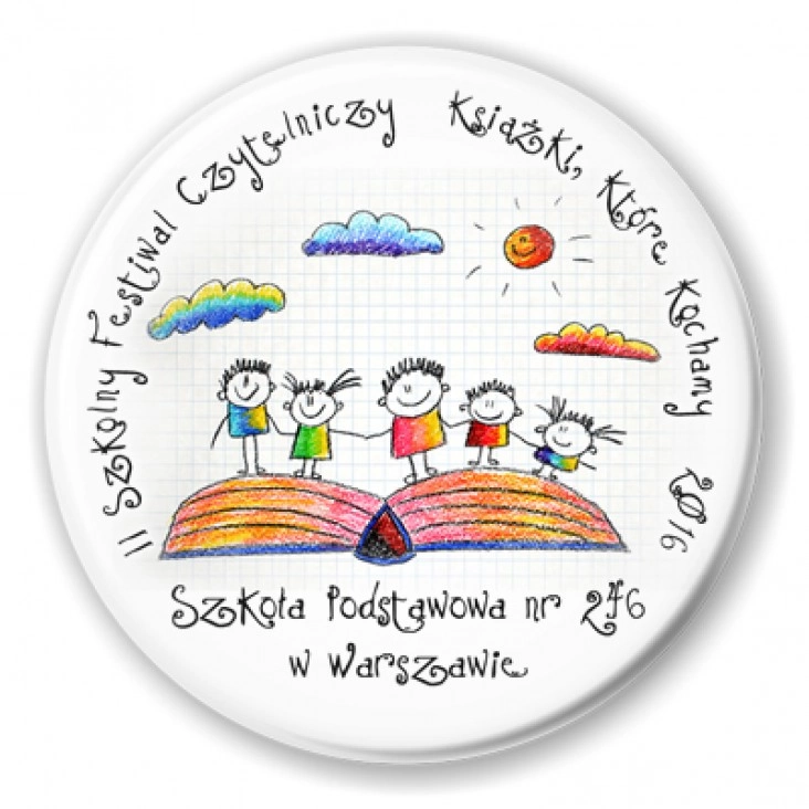 przypinka II Szkolny Festiwal Czytelniczy Książki, Które Kochamy 2016