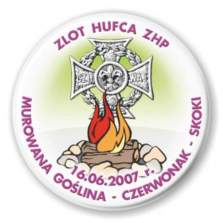 przypinka Zlot Hufca ZHP - M. Goślina - Czerwonak - Skoki - 2007