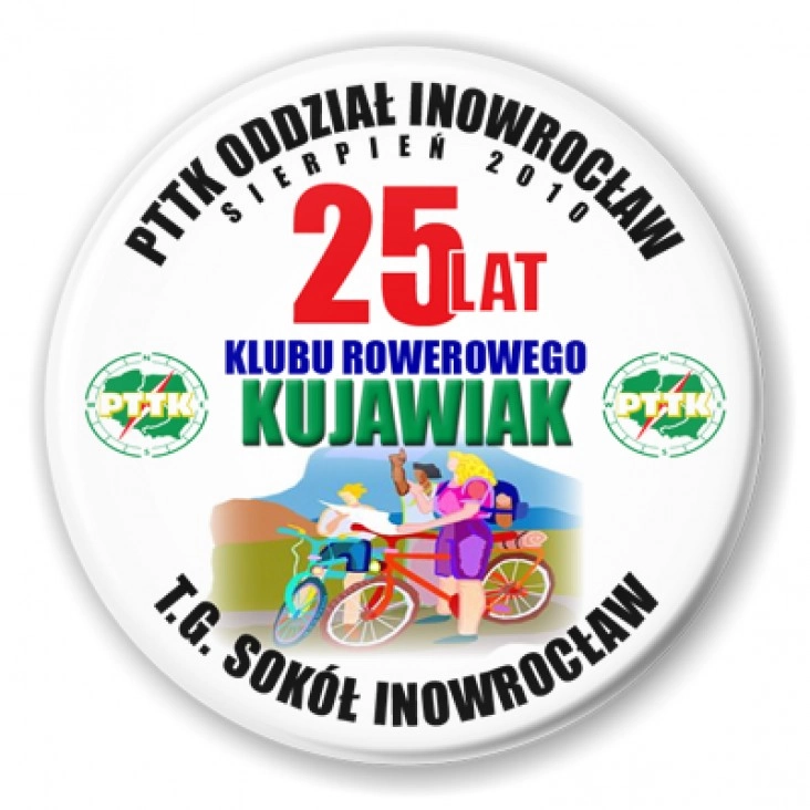 przypinka 25 lat klubu rowerowego Kujawiak