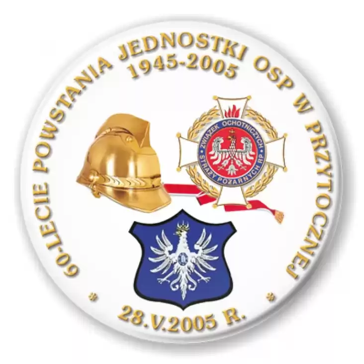 przypinka 60-lecie Powstania Jednostki OSP w Przytocznej