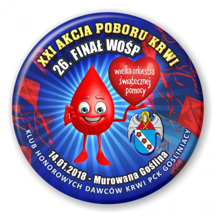 przypinka Gośliniacy - XXI Akcja Poboru Krwi
