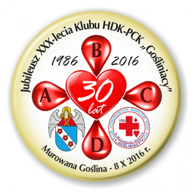 przypinka Jubileusz XXX-lecia Klubu HDK-PCK Gośliniacy