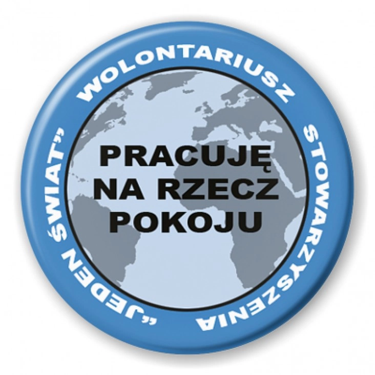 przypinka Pracuję na rzecz pokoju - niebieski