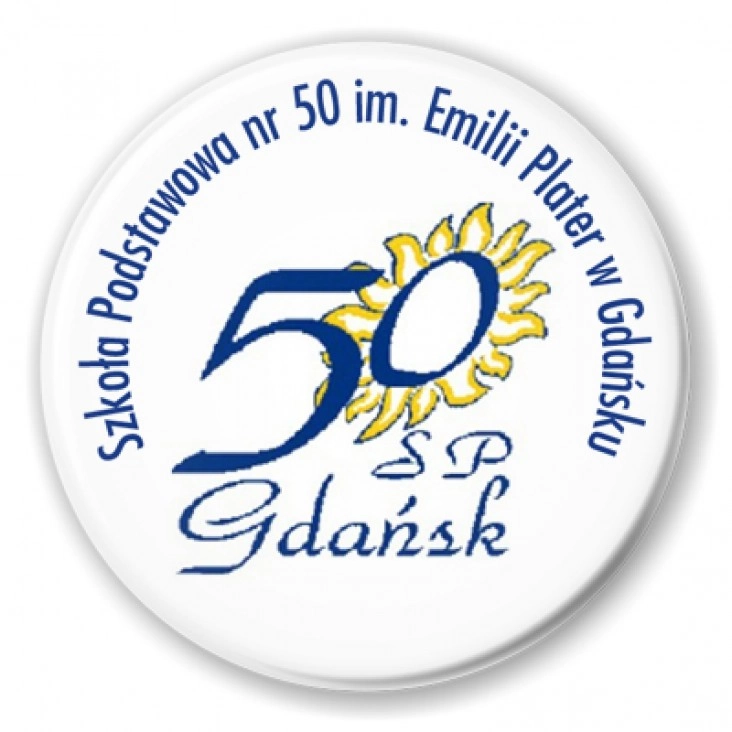 przypinka Szkoła Podstawowa nr 50 im. Emilii Plater w Gdańsku.