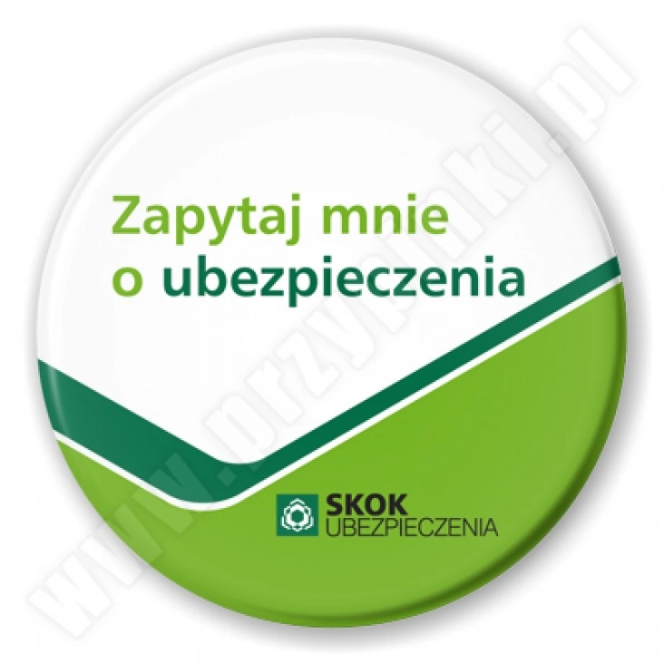 przypinka Zapytaj mnie o ubezpieczenia