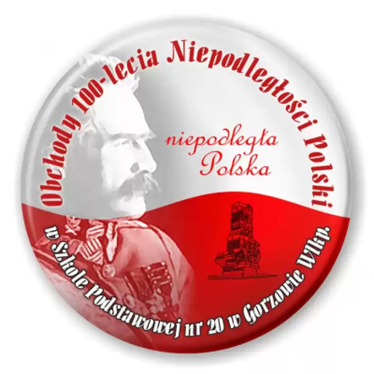 przypinka 100 lat Niepodległości w SP nr 20 w Gorzowie Wielkopolskim