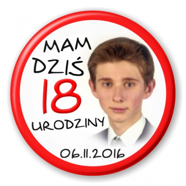przypinka 18 urodziny