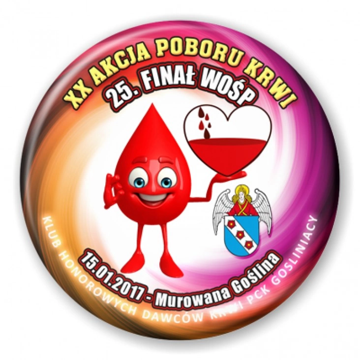 przypinka Gośliniacy - XX Akcja Poboru Krwi