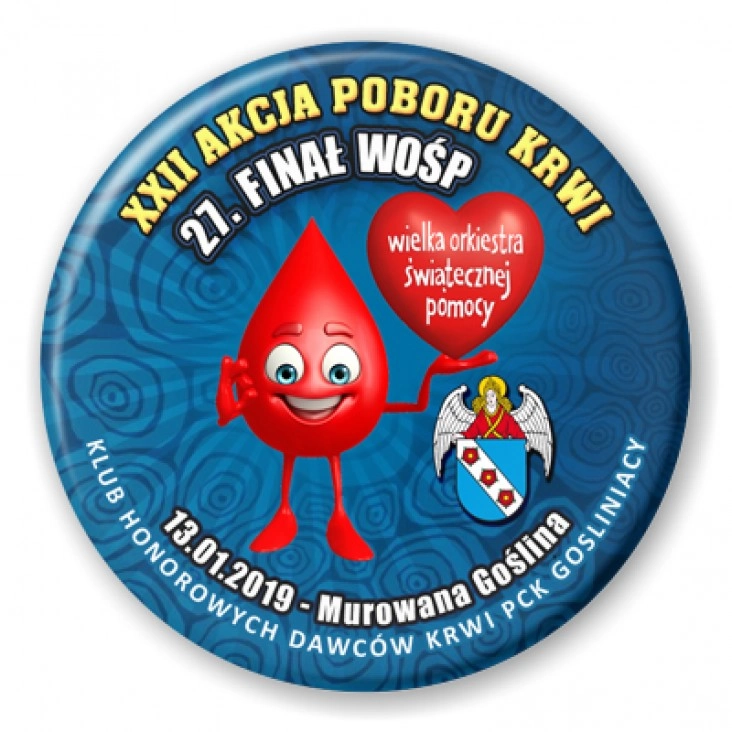 przypinka Gośliniacy - XXII Akcja Poboru Krwi