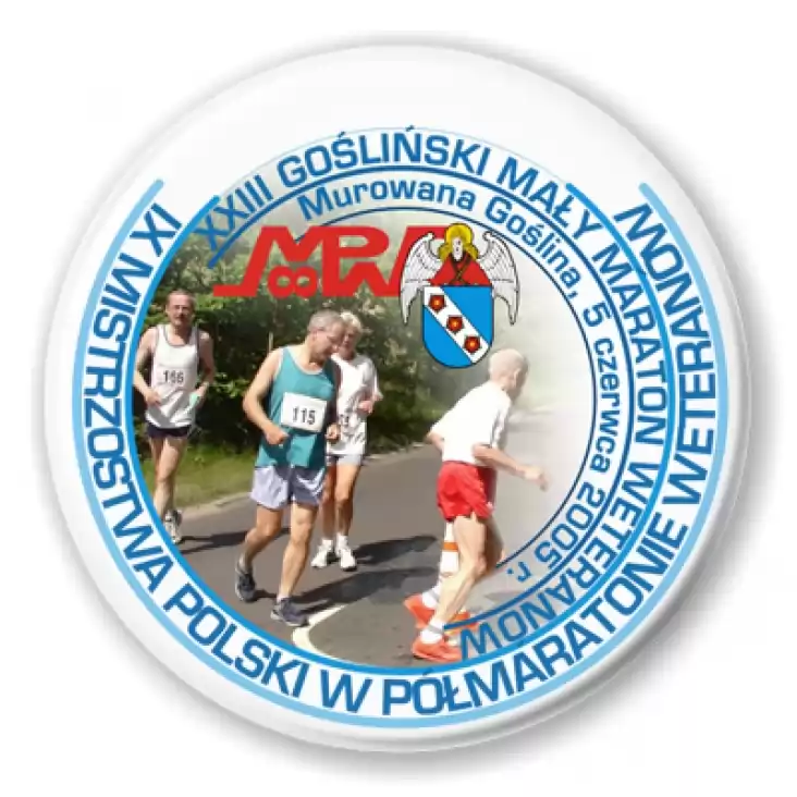 przypinka IX Mistrzostwa Polski w Półmaratonie Weteranów 