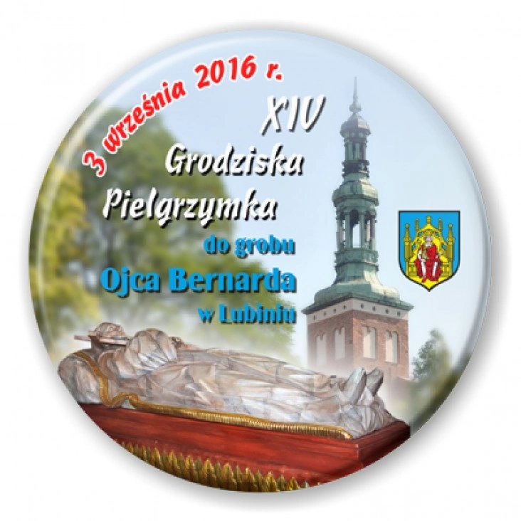 przypinka XIV Grodziska Pielgrzymka do grobu ojca Bernarda