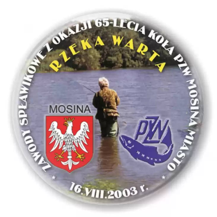 przypinka Zawody Spławikowe z Okazji 65-lecia Koła PZW Mosina Miasto