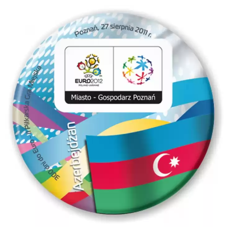 przypinka 300 dni do Euro - II Piłkarska Gra Miejska - Azerbejdżan
