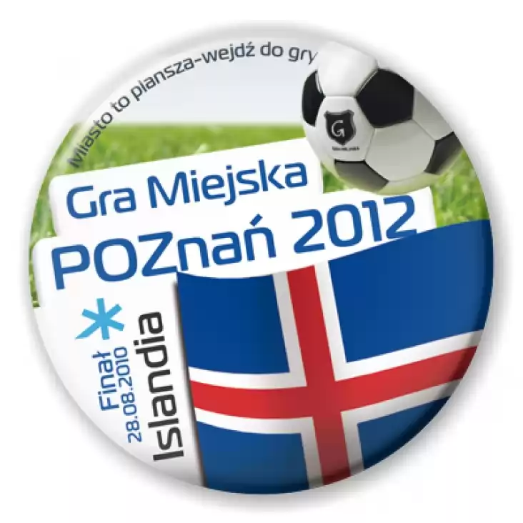 przypinka Gra Miejska - Poznań 2012 - Islandia