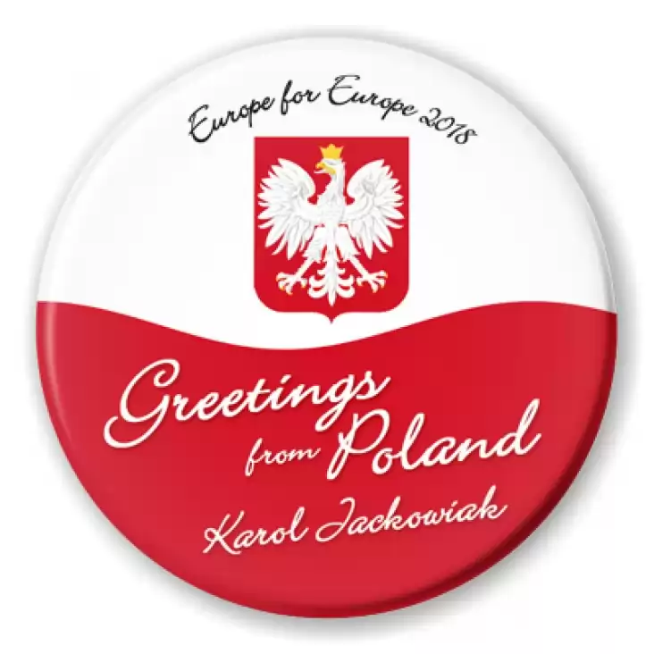 przypinka Greetings from Poland