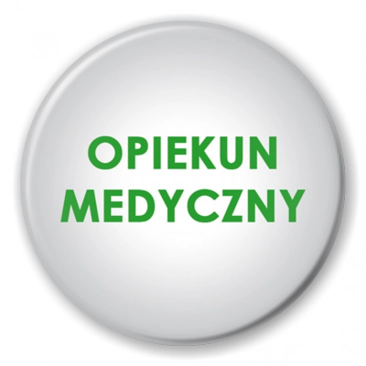 przypinka Opiekun medyczny na szarym tle