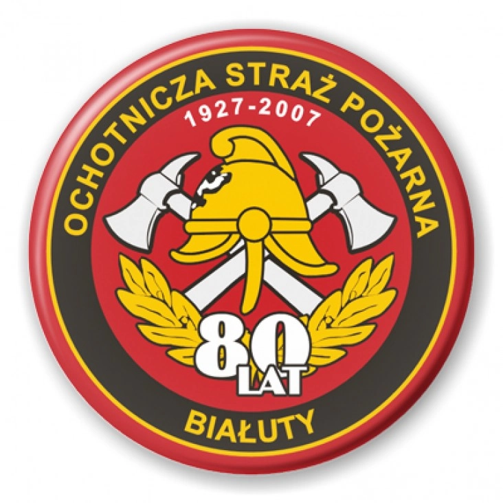 przypinka OSP Białuty - 80 lat