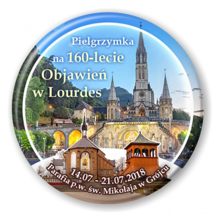 przypinka Pielgrzymka na 160-lecie Objawień w Lourdes