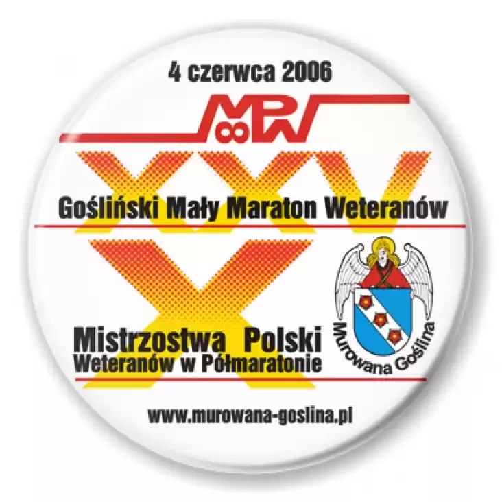 przypinka X Mistrzostwa Polski w Półmaratonie Weteranów 