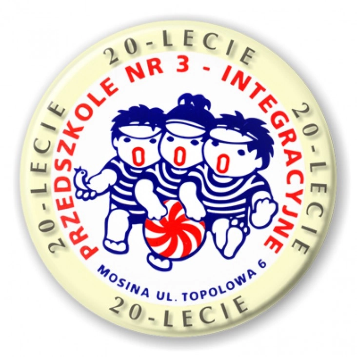 przypinka 20-lecie Przedszkola nr 3 - Integracyjnego 