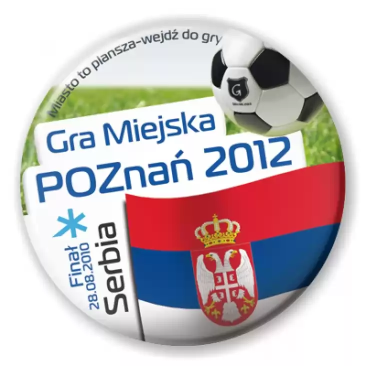 przypinka Gra Miejska - Poznań 2012 - Serbia