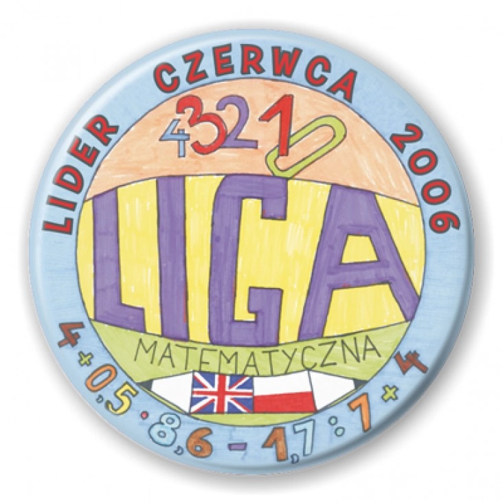 przypinka Liga matematyczna - lider czerwca 2006