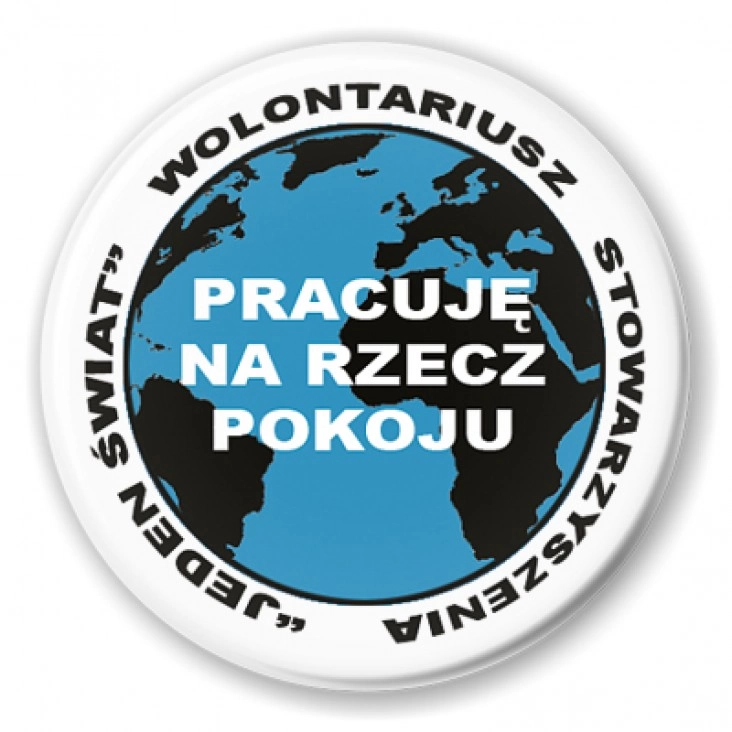 przypinka Pracuję na rzecz pokoju - biały