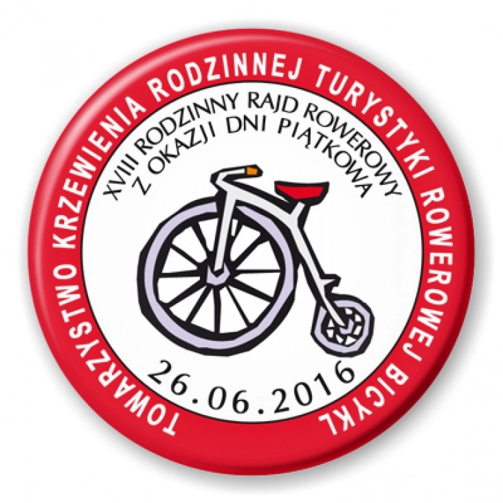 przypinka Rodzinny Rajd Rowerowy 2016