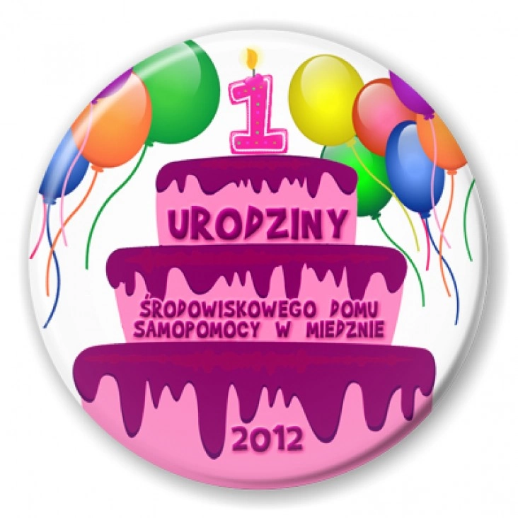 przypinka 1 urodziny ŚDS w Miedznie