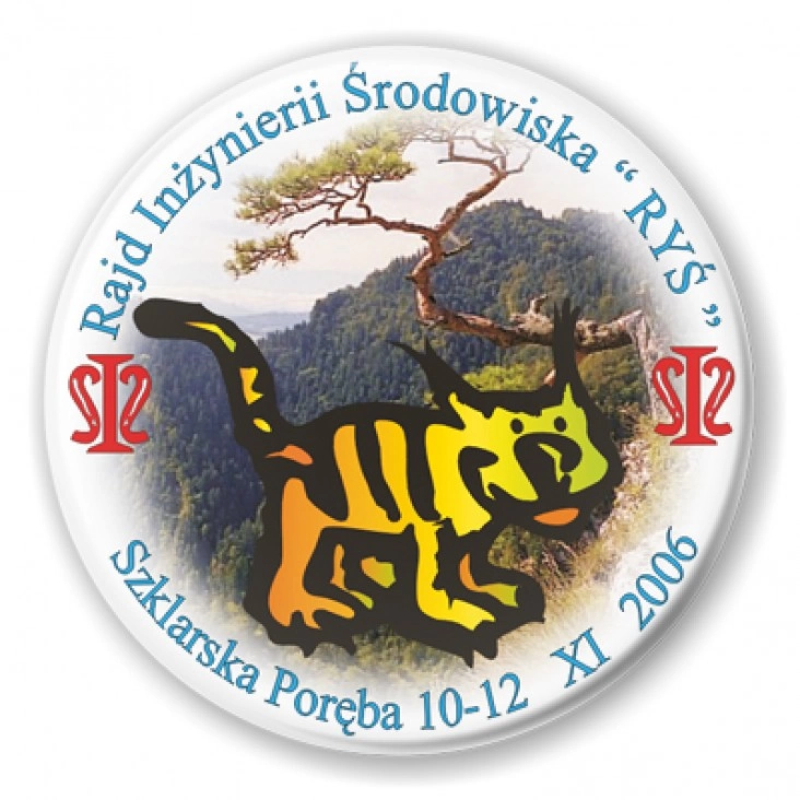 przypinka Rajd Inżynierii Środowiska Ryś