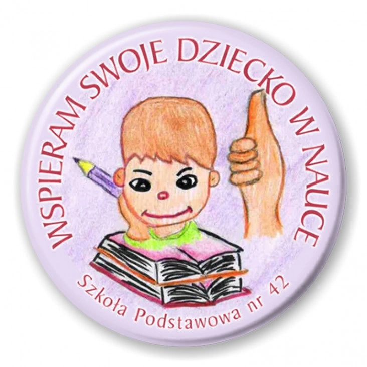 przypinka Wspieram swoje dziecko w nauce - chłopiec