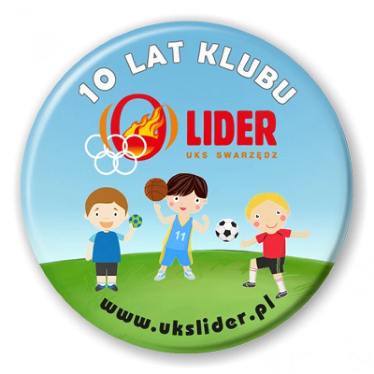 przypinka X-lecie klubu UKS Lider Swarzędz