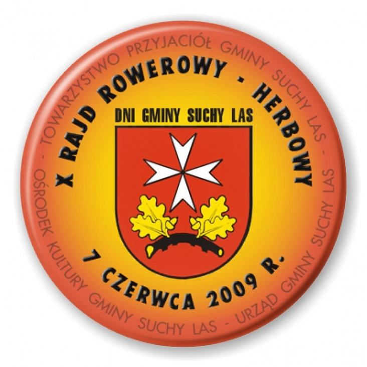 przypinka X Rajd Rowerowy Herbowy - Suchy Las 2009