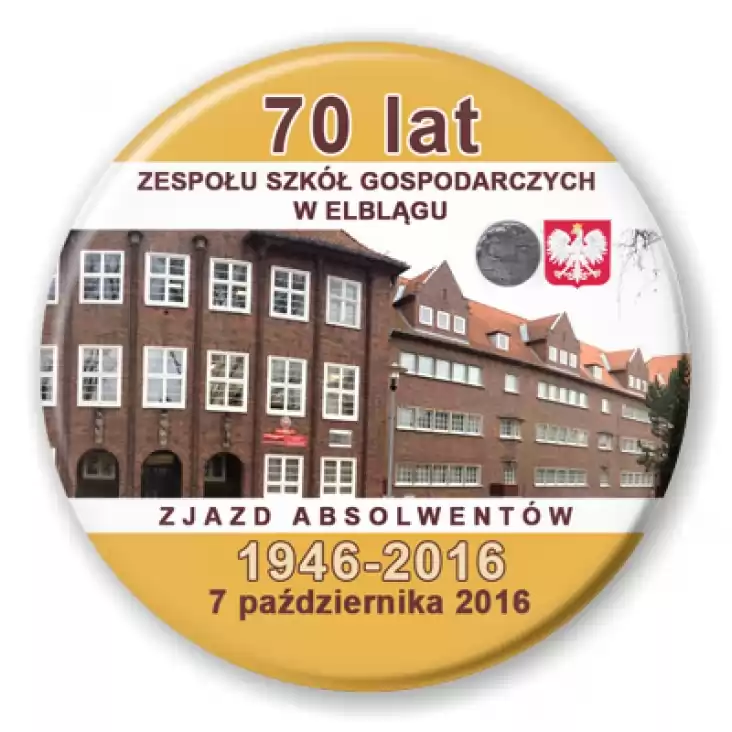 przypinka 70 lat ZSG w Elblągu