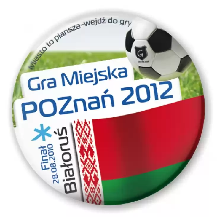 przypinka Gra Miejska - Poznań 2012 - Białoruś