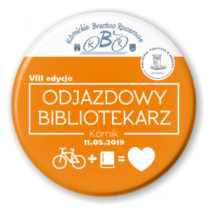 przypinka Odjazdowy Bibliotekarz Kórnik 2019