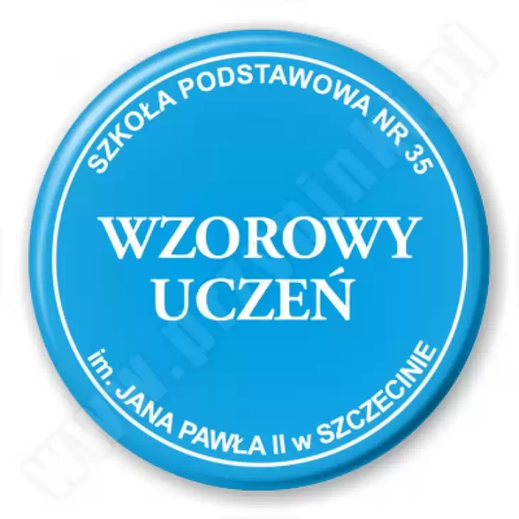 przypinka Wzorowy Uczeń SP35 Szczecin - niebieski