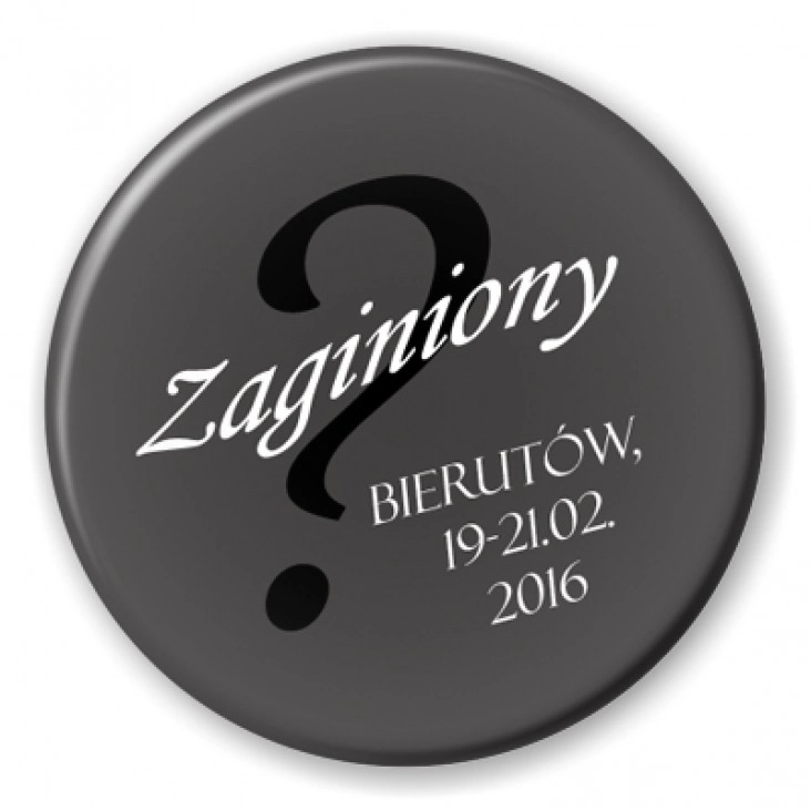 przypinka Zaginiony