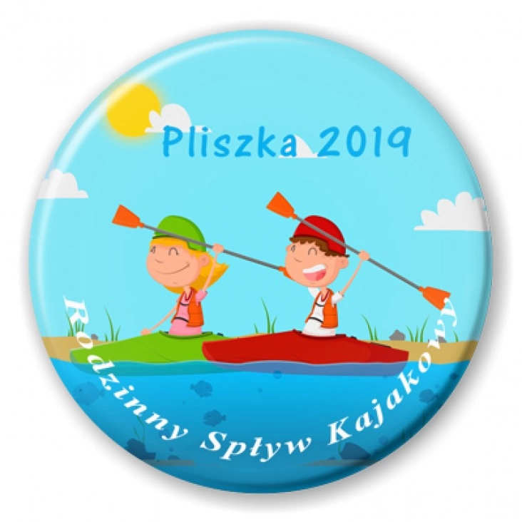 przypinka Rodzinny Spływ Kajakowy Pliszka 2019