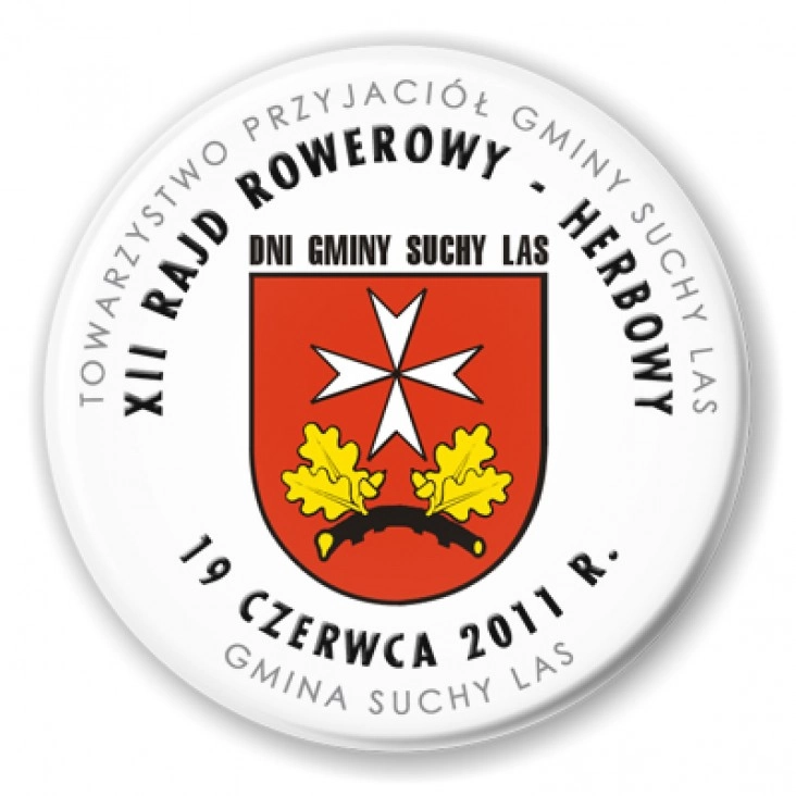 przypinka XII Rajd Rowerowy Herbowy - Suchy Las 2011